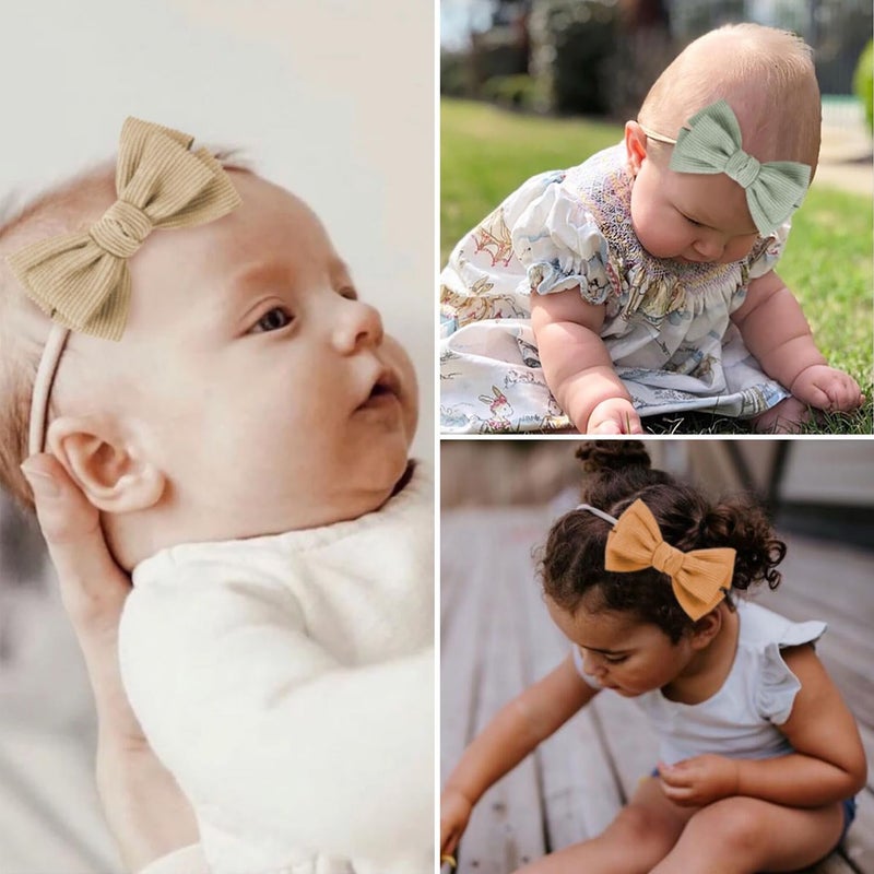 VISBL Baby Girl Headbands and Bows, Newborn Infant Toddler Nylon Elastics Hairbands Hair Accessories - Image 4